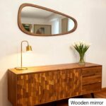 Mid Century Modern Asymmetrical Mirror | 22"x48" Irregular Wood Wall Decor - Image 4