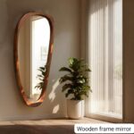 Mid Century Modern Asymmetrical Mirror | 22"x48" Irregular Wood Wall Decor