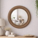 Beaded Resin Round Wall Mirror: Modern Gold Accent (50x50 cm / 20x20 in.) - Image 5