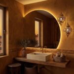 LED Backlit Round Wall Mirror: Circular Shape Half Moon Large Glow Statement Hanging Home - Image 7