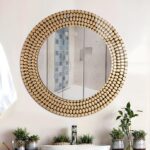 Luxury Gold Tempered Glass Round Wall Mirror – Modern Bathroom Vanity Wall Decor