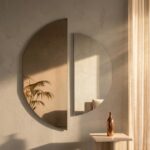 Round Wall Mirror: Set Half Moon Crescent Semi Circle Two Piece Pair Hanging