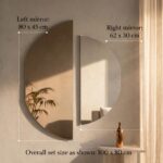Round Wall Mirror: Set Half Moon Crescent Semi Circle Two Piece Pair Hanging - Image 4