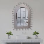 Punched Tin Mirror Moroccan Hacienda Style, Handmade Silver Metal Wall Mirror, Folk Art Spiked Mirror, Boho Rustic Southwestern Decor