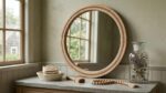 30" Round Solid Wood Mirror, Handcrafted Beaded Frame for Bathroom Vanity - Image 7