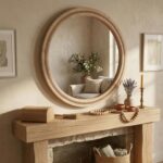 30" Round Solid Wood Mirror, Handcrafted Beaded Frame for Bathroom Vanity - Image 5