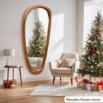 Mid Century Modern Asymmetrical Mirror | 22"x48" Irregular Wood Wall Decor - Image 7