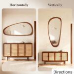 Mid Century Modern Asymmetrical Mirror | 22"x48" Irregular Wood Wall Decor - Image 5