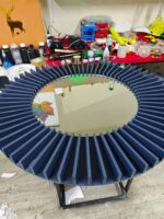 Large Round LED Sunburst Mirror, Modern MDF Wall Decor, Touch Sensor Light - Image 4