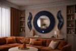 Large Round LED Sunburst Mirror, Modern MDF Wall Decor, Touch Sensor Light - Image 5