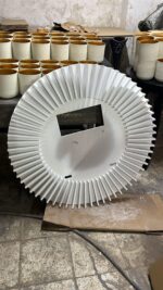Large Round LED Sunburst Mirror, Modern MDF Wall Decor, Touch Sensor Light - Image 3
