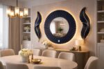 Large Round LED Sunburst Mirror, Modern MDF Wall Decor, Touch Sensor Light - Image 6