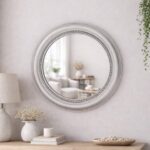 Beaded Resin Round Wall Mirror: Modern Gold Accent (50x50 cm / 20x20 in.) - Image 2