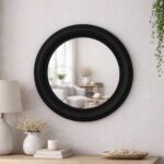 Beaded Resin Round Wall Mirror: Modern Gold Accent (50x50 cm / 20x20 in.) - Image 4