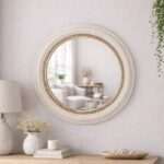 Beaded Resin Round Wall Mirror: Modern Gold Accent (50x50 cm / 20x20 in.) - Image 3