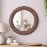 Beaded Resin Round Wall Mirror: Modern Gold Accent (50x50 cm / 20x20 in.) - Image 6