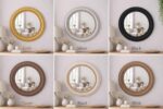 Beaded Resin Round Wall Mirror: Modern Gold Accent (50x50 cm / 20x20 in.) - Image 7