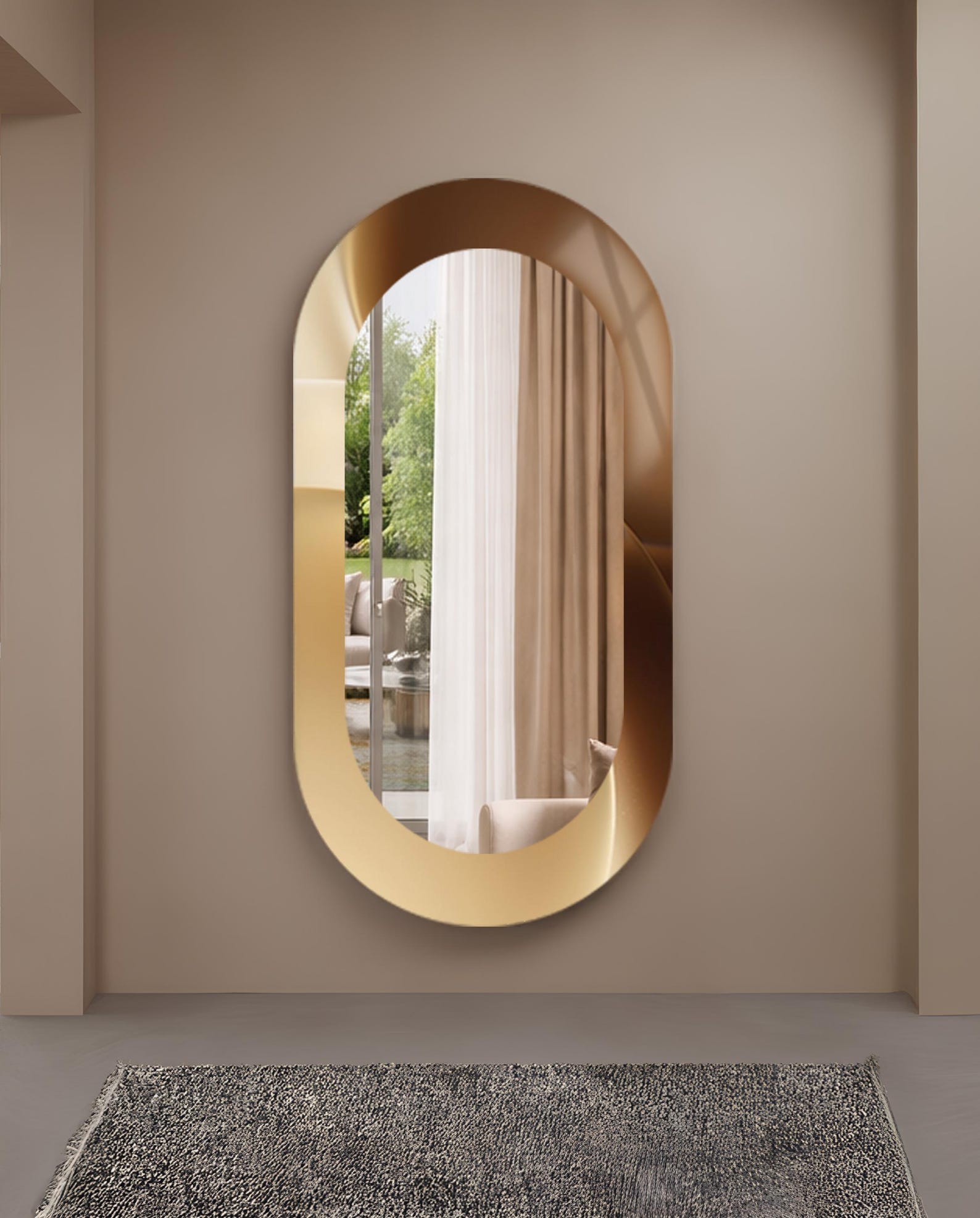 il_1588xN.7873492439_qqza.jpg Gold Asymmetrical Wall Mirror with Unique Abstract Frame – Luxury Statement Mirror Decor - Image 1