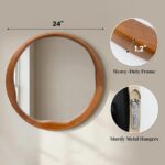 Round Walnut Mirror with Wavy Inner Edge, Irregular Solid Wood Vanity Mirror - Image 2