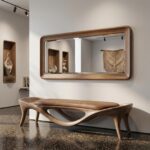 Rectangular Walnut Mirror – Modern Organic Wood Frame Entryway Living Room