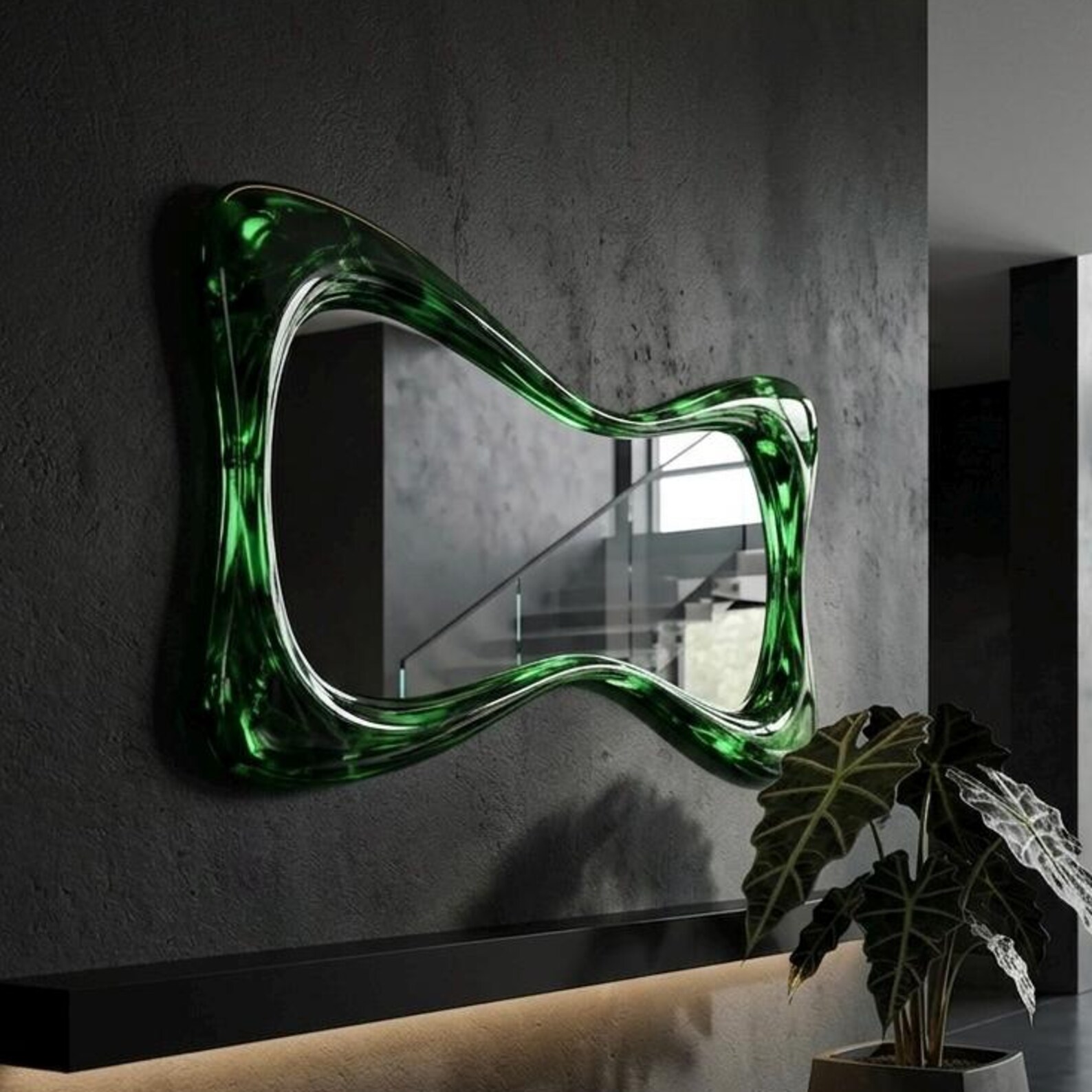 il_1588xN.7888544424_p7uy.jpg Custom Order Personalized Transparent Colors Black Swirls Epoxy Resin Wall Mirror, Modern Wall Mirror, Vanity Wall Mirror, Modern Mirror Art - Image 1