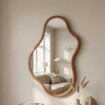 Organic Asymmetrical Wood Frame Wall Mirror – Modern Irregular Wall Decor