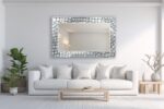 Mosaic Tempered Glass Wall Mirror, Modern Stone Decorative Mirror, Luxury Neutral Decor - Image 5
