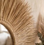Boho Sunburst Mirror Large Round Wall Decor Handcrafted Style Neutral Accent Mirror for Entryway Living Room Modern Bohemian Wall Art - Image 3