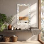 White Shell Mosaic Mirror, Elegant Pearl Decorative Wall Mirror, Luxury Vanity Decor - Image 4