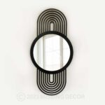 Mid Century Style Modern Mirror, Geometric Wall Mirror, Large Wooden Mirror