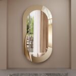 Gold Luxury Asymmetrical Wall Mirror with Artistic Frame – Statement Mirror for Modern Homes