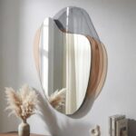 Asymmetric Wall Squiggle Mirror: Bronze & Smoked Glass, Modern Floating Decor