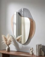 Asymmetric Wall Squiggle Mirror: Bronze & Smoked Glass, Modern Floating Decor