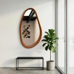 Wavy Asymmetrical Walnut Wall Mirror; Rustic & primitive Modern Decor