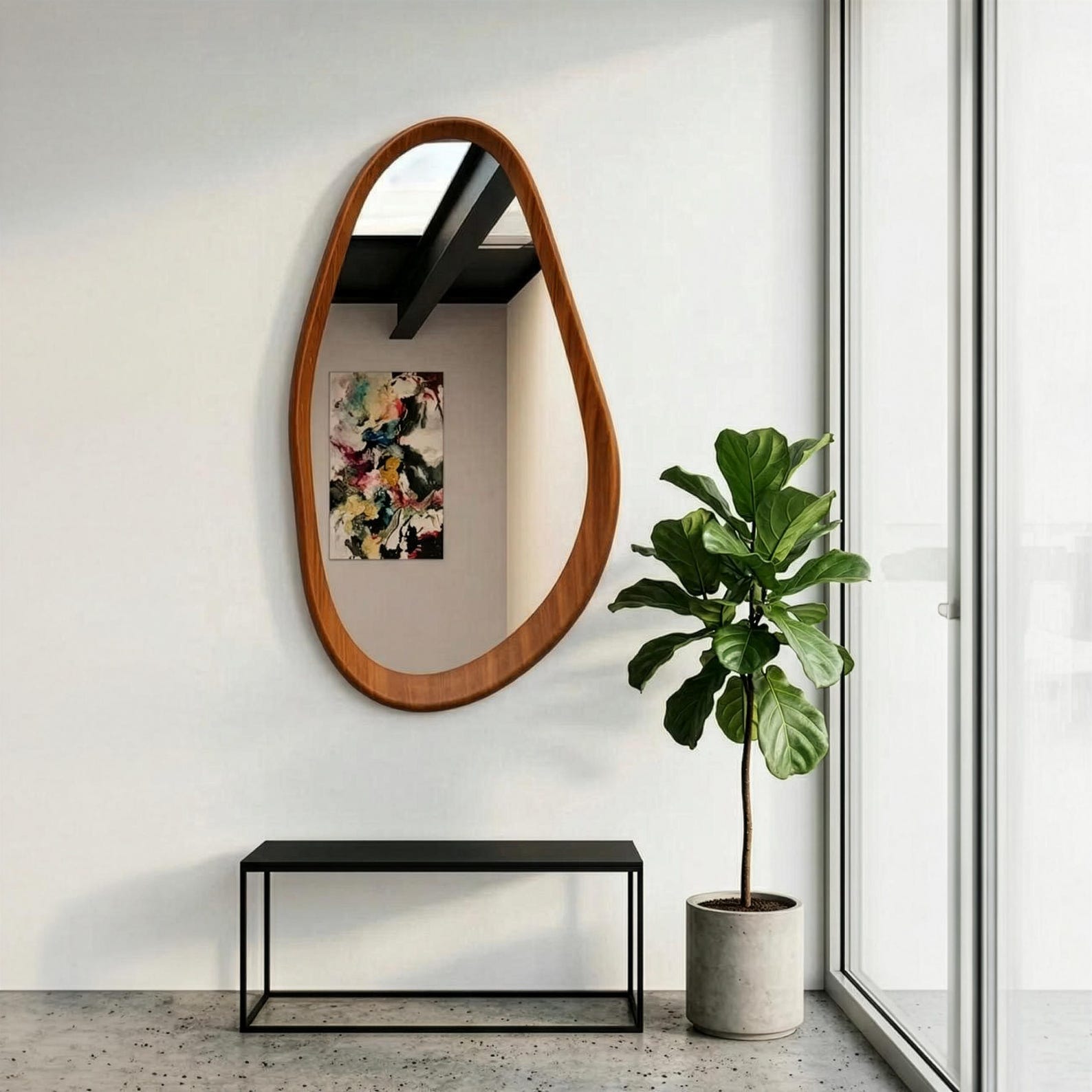 il_1588xN.7934601274_9izx.jpg Wavy Asymmetrical Walnut Wall Mirror; Rustic & primitive Modern Decor - Image 1