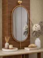 Large Gold Oval LED Wall Mirror 40 Inch Battery Powered Modern Vanity Home Decor - Image 2
