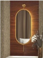 Large Gold Oval LED Wall Mirror 40 Inch Battery Powered Modern Vanity Home Decor - Image 6