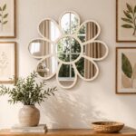 Boho Floral Wall Mirror, Daisy Petal Decor, Vintage Style Bedroom Living Room Accent