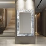 Mosaic Tempered Glass Wall Mirror, Modern Stone Decorative Mirror, Luxury Neutral Decor - Image 4