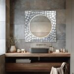 Mosaic Tempered Glass Wall Mirror, Modern Stone Decorative Mirror, Luxury Neutral Decor - Image 6