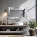 Mosaic Tempered Glass Wall Mirror, Modern Stone Decorative Mirror, Luxury Neutral Decor - Image 3