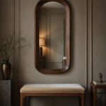 Arched Walnut Mirror | Sculptural Organic Wooden Wall Mirror