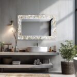 White Shell Mosaic Mirror, Elegant Pearl Decorative Wall Mirror, Luxury Vanity Decor - Image 3