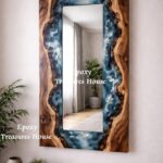 Luxury Wood Epoxy Mirror | Handmade Resin Wall Mirror | Modern Artistic Home Decor | Unique Wooden Frame Mirror | Designer Statement Mirror