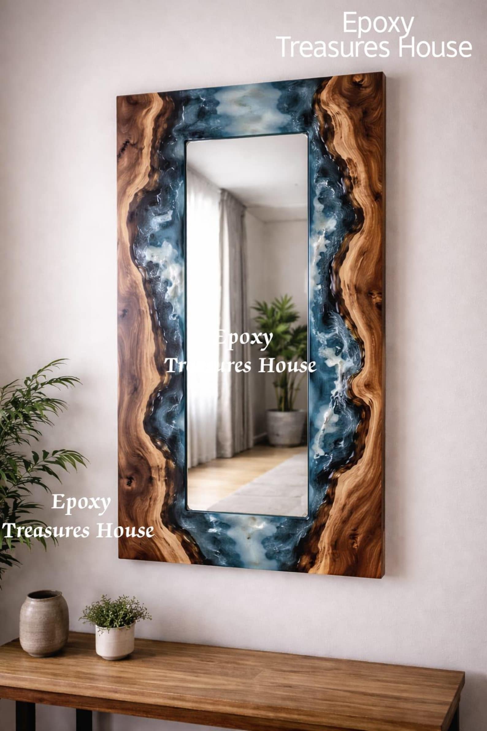 il_1588xN.7965898572_af1c.jpg Luxury Wood Epoxy Mirror | Handmade Resin Wall Mirror | Modern Artistic Home Decor | Unique Wooden Frame Mirror | Designer Statement Mirror - Image 1