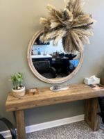 30" Round Solid Wood Mirror, Handcrafted Beaded Frame for Bathroom Vanity - Image 2