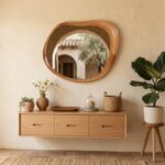 Irregular Wood Wall Mirror, Asymmetrical Wavy Mirror, Boho Farmhouse Vanity Mirror, Rustic Wooden Frame Mirror, Entryway Bathroom Decor - Image 4