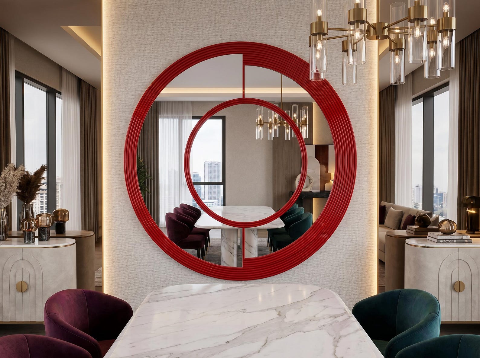 il_1588xN.8004818422_kfar.jpg Sculptural Round Wall Mirror, Luxury Statement Mirror, Modern Artistic Accent Decor - Image 1