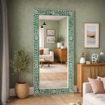Mother of pearl Mirror Floral Design Rectangular Full Length Home Decor