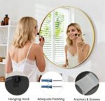 24 Inch Round Gold Bathroom Mirror, Matte Metal Frame Circle Vanity Mirror, Modern Wall Mirror for Bedroom Living Room Entryway - Image 5